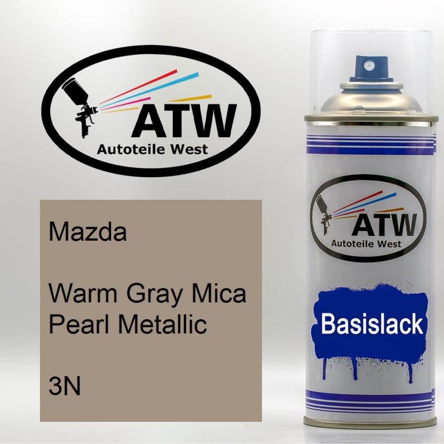 Mazda, Warm Gray Mica Pearl Metallic, 3N: 400ml Sprühdose, von ATW Autoteile West.
